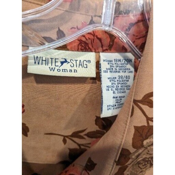 White Stag Women's 18w*20w Multicolor Floral Long Sleeve Button Up Suede Feel - Picture 4 of 6
